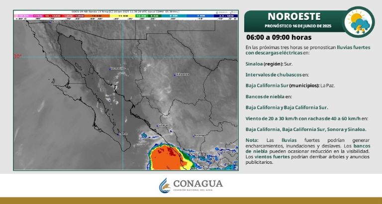 Clima en Sonora para HOY lunes 16 de junio. Foto: Conagua