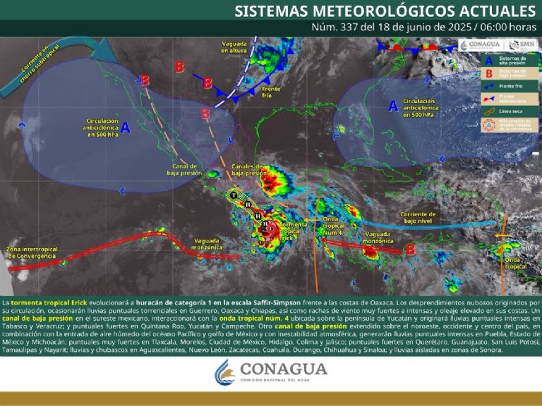 Pronóstico del clima para el miércoles 18 de junio. Foto: Conagua