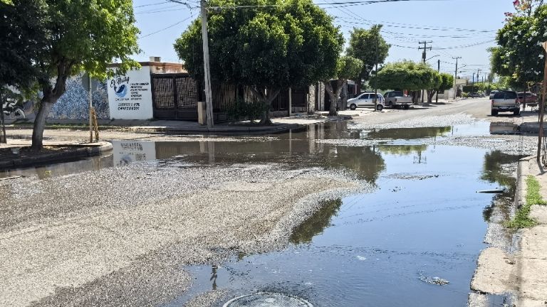 Ciudad Obregón Vuelve a colapsar drenaje en calles de la Ampliación Miravalle