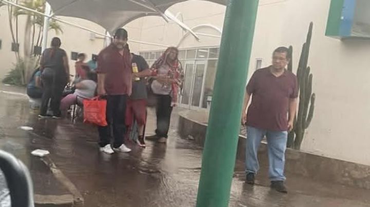 Derechohabientes del IMSS en Navojoa esperan bajo lluvia