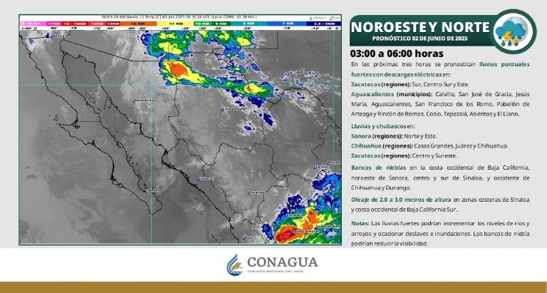 Clima en Sonora del lunes 2 de junio. Foto: Conagua