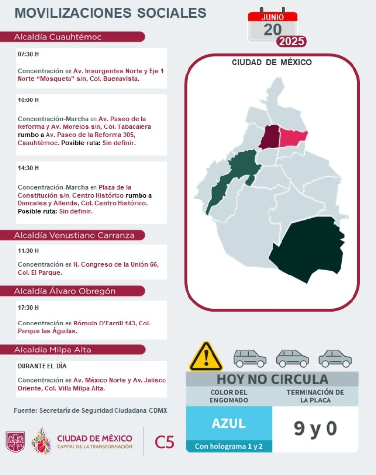 Tráfico en CDMX hoy viernes 20 de junio