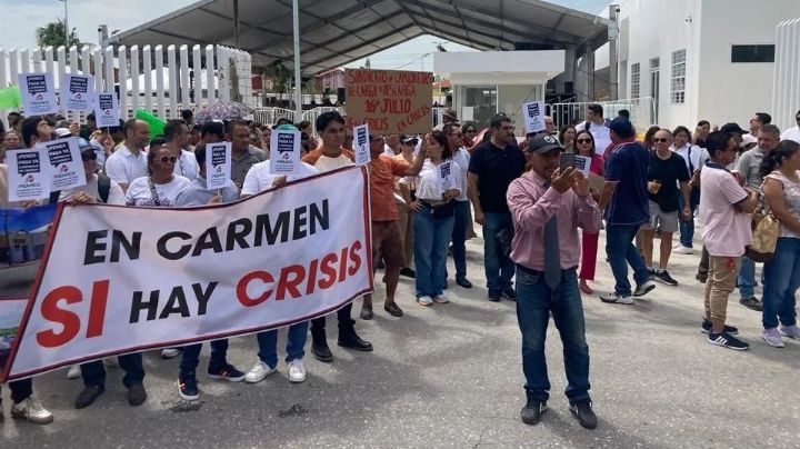 Trabajadores piden a Pemex regularizar pagos durante visita de Sheinbaum en Campeche