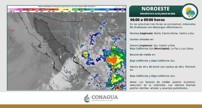 Clima en Sonora para HOY domingo 22 de junio. Foto: Conagua