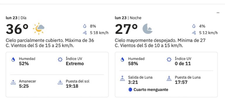 Clima en Ciudad Obregón para HOY, lunes 23 de junio. Foto: The Weather Channel