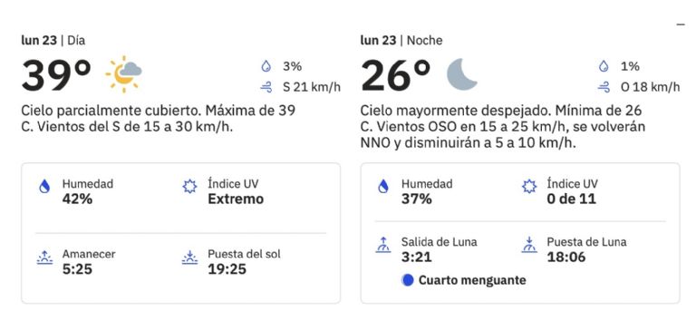 Clima en Hermosillo, Sonora, HOY lunes 23 de junio. Foto: Conagua