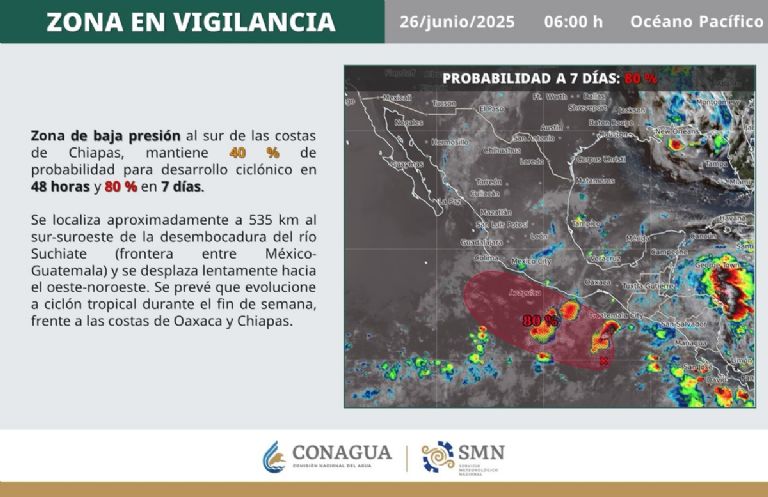 Clima en México para HOY jueves 26 de junio. Foto: Conagua
