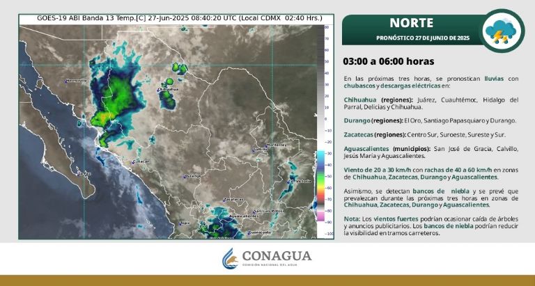 Clima en Sonora para HOY viernes 27 de junio. Foto: Conagua
