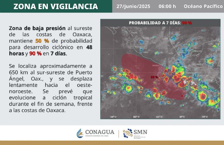 Clima en México para HOY viernes 27 de junio. Foto: Conagua