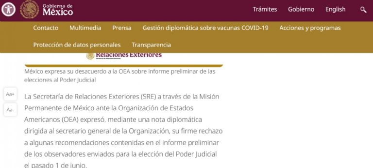 Página web del gobierno de México 