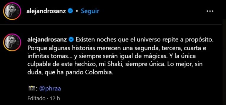 Alejandro Sanz en Instagram 