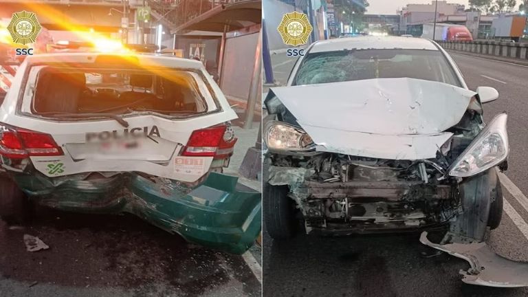 Fuerte accidente en punto de revisión deja tres policías heridos en CDMX