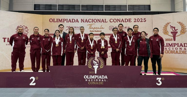 Jornada de cinco medallas tuvo el equipo sonorense de gimnasia trampolín en la Olimpiada Nacional 2025, que se celebró en Tlaxcala