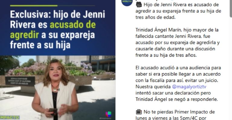 Michael Marín, hijo de Jenni Rivera, acusado de violencia contra su esposa