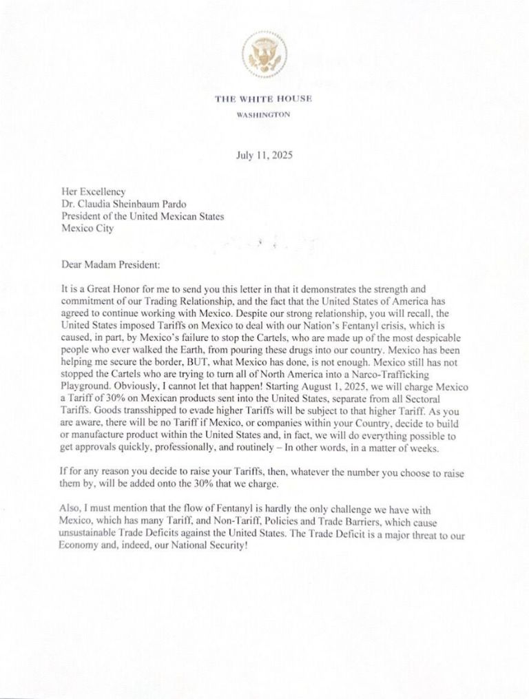 Comunicado de Donald Trump