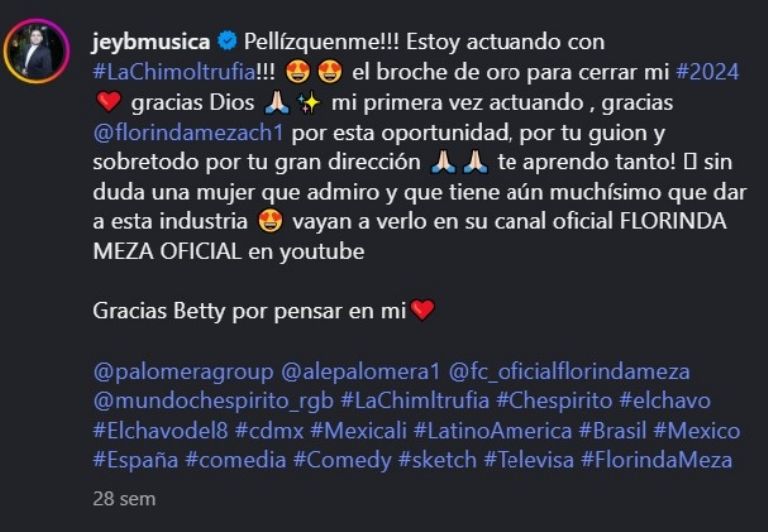 El joven trabajó en el documental de Florinda Meza