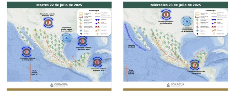 Pronóstico del clima para el martes y miércoles de esta semana. Foto: Conagua