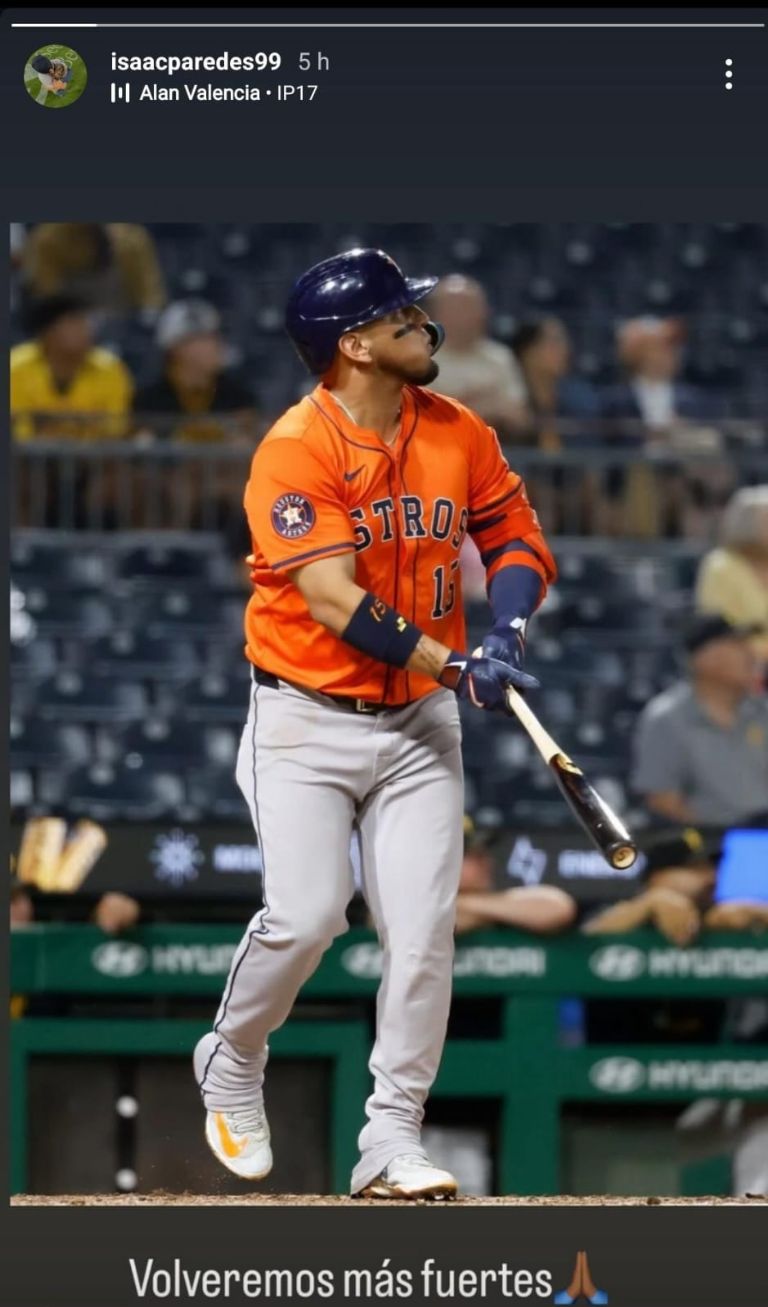 Isaac Paredes colocó esta foto en Instagram, luego de su lesión con los Houston Astros