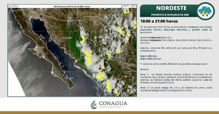 Reporte para Sonora hoy por la noche