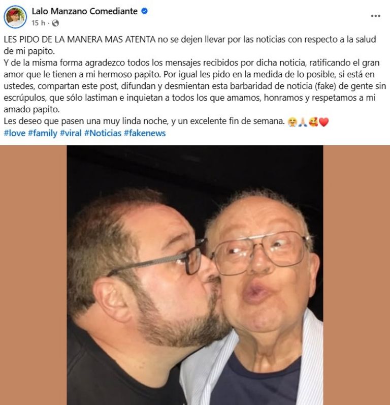 Desmienten la muerte de Lalo Manzano