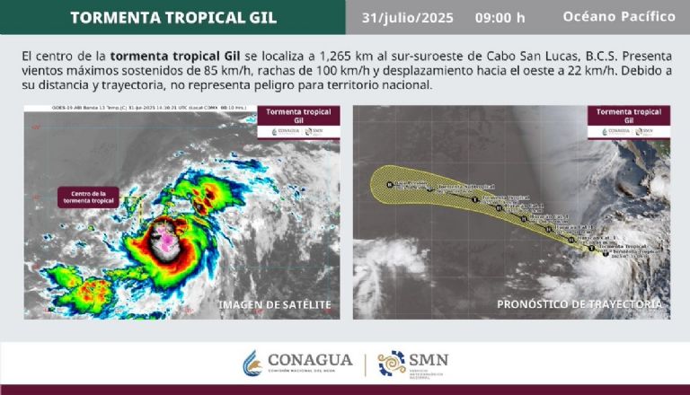 Surge la Tormenta Tropical 'Gil' en el Pacífico. Foto: Internet