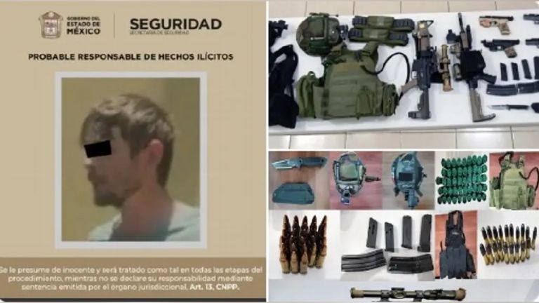 Arrestan a ciudadano estadounidense armado y con equipo táctico en Estado de México