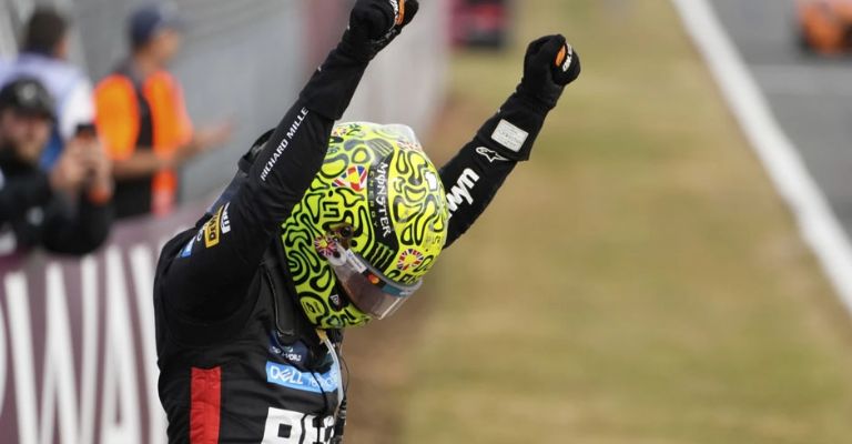 El británico festejó en grande su victoria