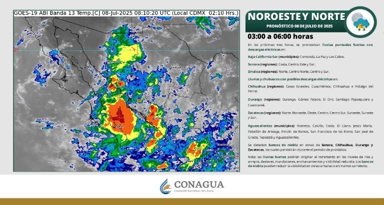 Así será el clima en Sonora HOY martes 8 de julio. Foto: Conagua