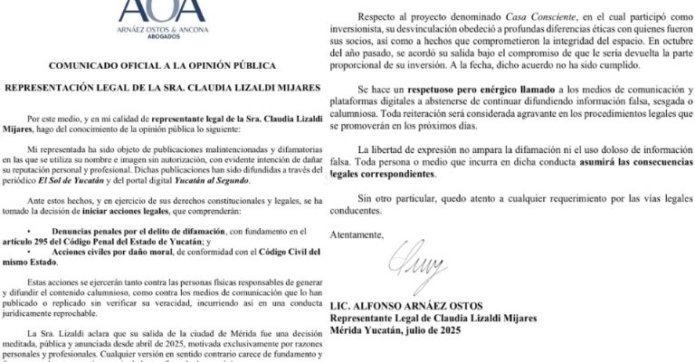 Claudia Lizaldi acusada de fraude responde con demanda por difamación