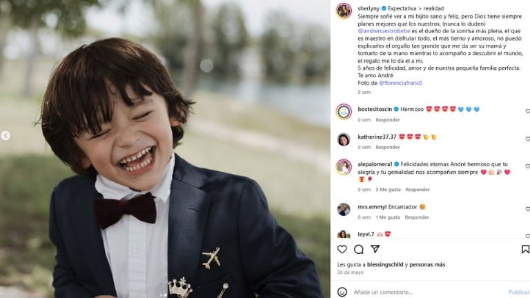 El hijo de Sherlyn recientemente cumplió 5 años