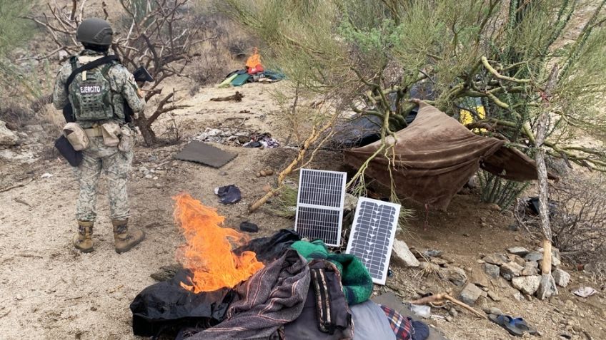 Destruyen campamentos del narco al norte de Sonora; aseguran a hombre y armas largas