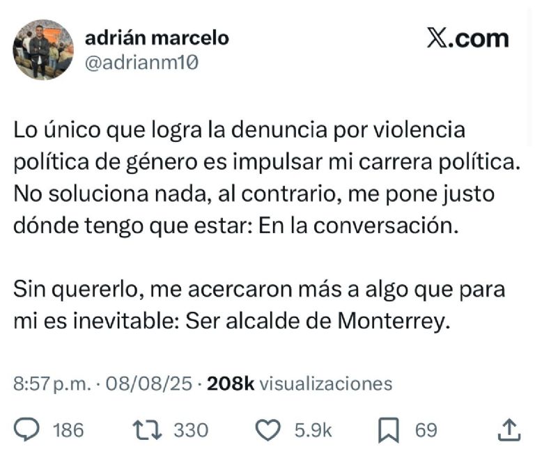 Mensaje que Marcelo puso en su cuenta X (antes Twitter)