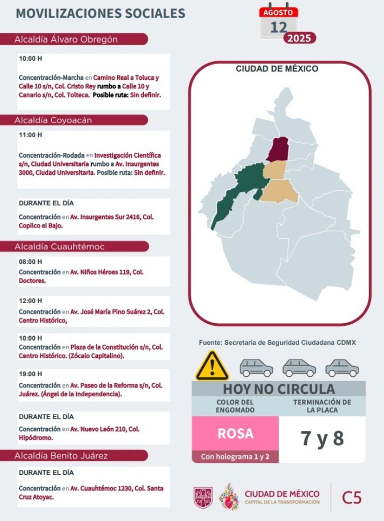 Tráfico en CDMX hoy 12 de agosto 