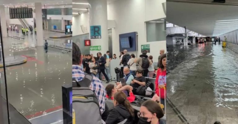 Lluvia atípica en CDMX provoca suspensión de operaciones en el AICM