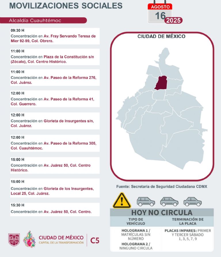 Tráfico en CDMX hoy 16 de agosto 