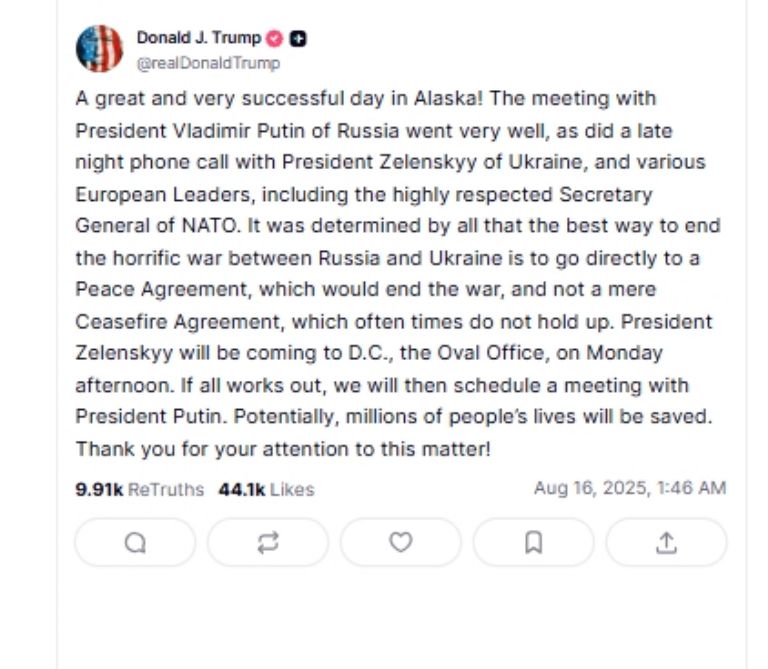 Publicación de Donald Trump