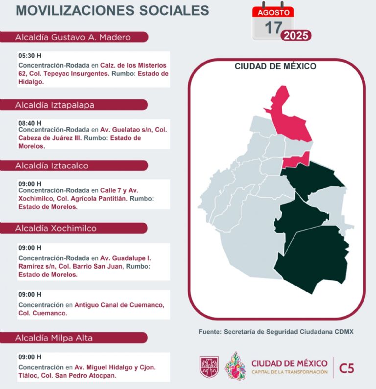 Tráfico en CDMX hoy 17 de agosto 