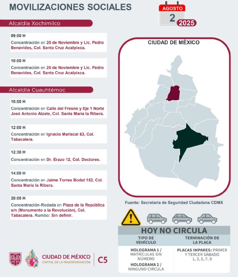Tráfico en CDMX hoy 2 de agosto 