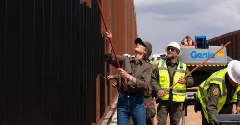 Pintan de negro secciones del muro entre EU