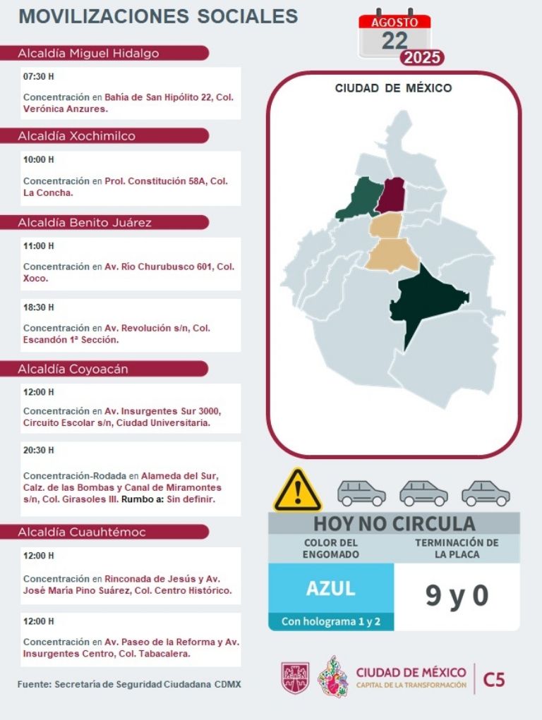 Tráfico en CDMX hoy 22 de agosto 