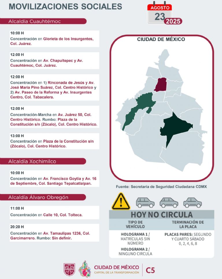 Tráfico en CDMX hoy 23 de agosto 