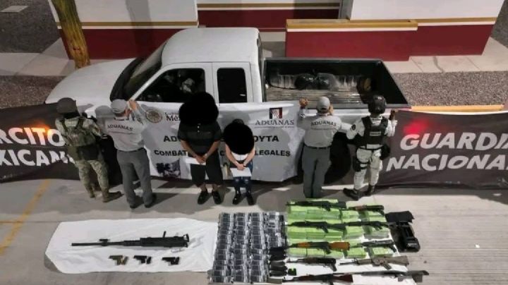 Golpe al crimen en Sonora: Ejército y Guardia Nacional decomisan arsenal; hay dos detenidos
