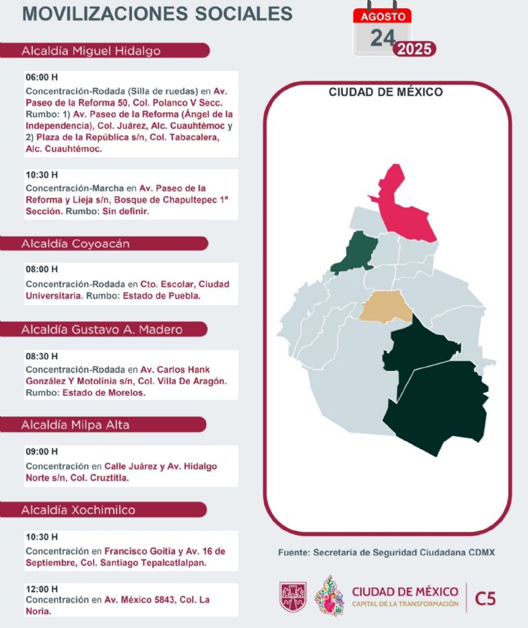 Tráfico en CDMX hoy 24 de agosto 