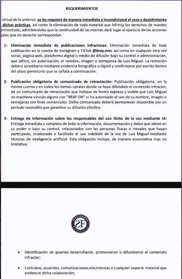 Un fragmento del aviso que recibió 