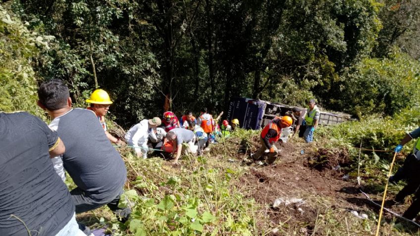 Autobús cae a barranco en carretera México-Tuxpan: Confirman tres muertos y 21 heridos