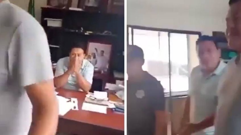 VIDEO: Alcalde en Oaxaca golpea a su tesorero tras ser acusado por desvíos de dinero