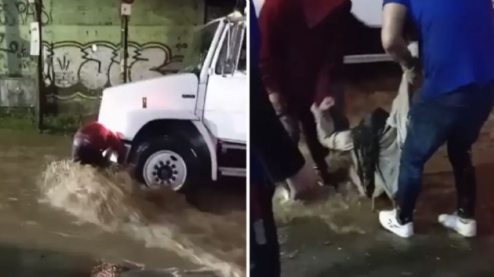 (VIDEO) Impactante rescate en Tlalpan: Joven es arrastrada por el agua y vecinos la salvan