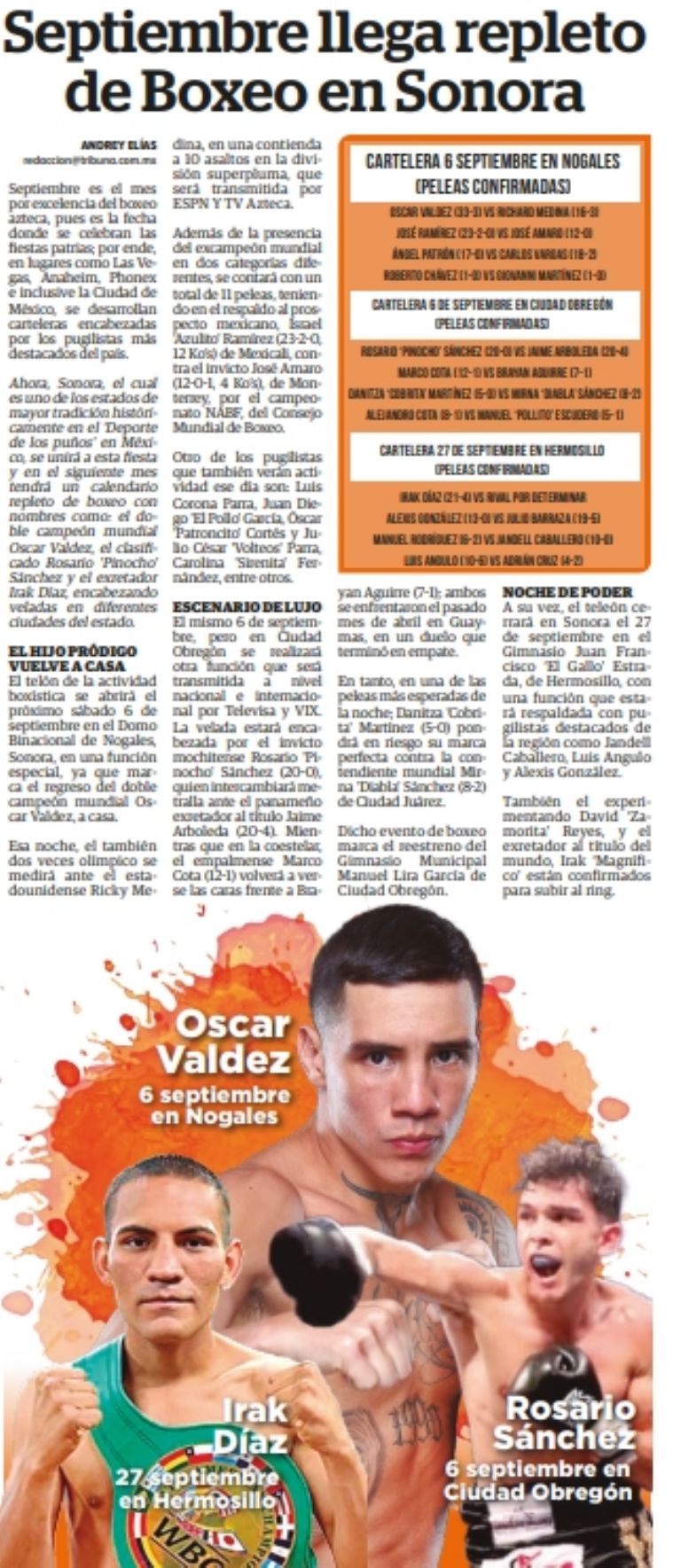 Septiembre llega repleto de Boxeo en Sonora: Habrá función en Nogales, Obregón y Hermosillo