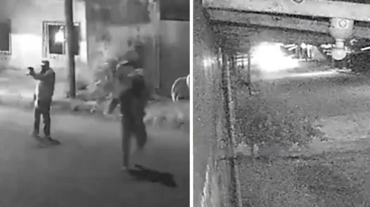 FUERTE VIDEO: Sicarios balean una casa, olvidan lanzar la granada y explota en el auto