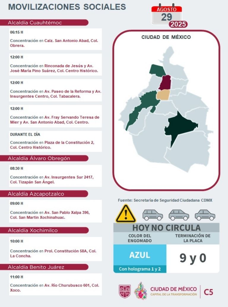 Tráfico en CDMX hoy 29 de agosto 
